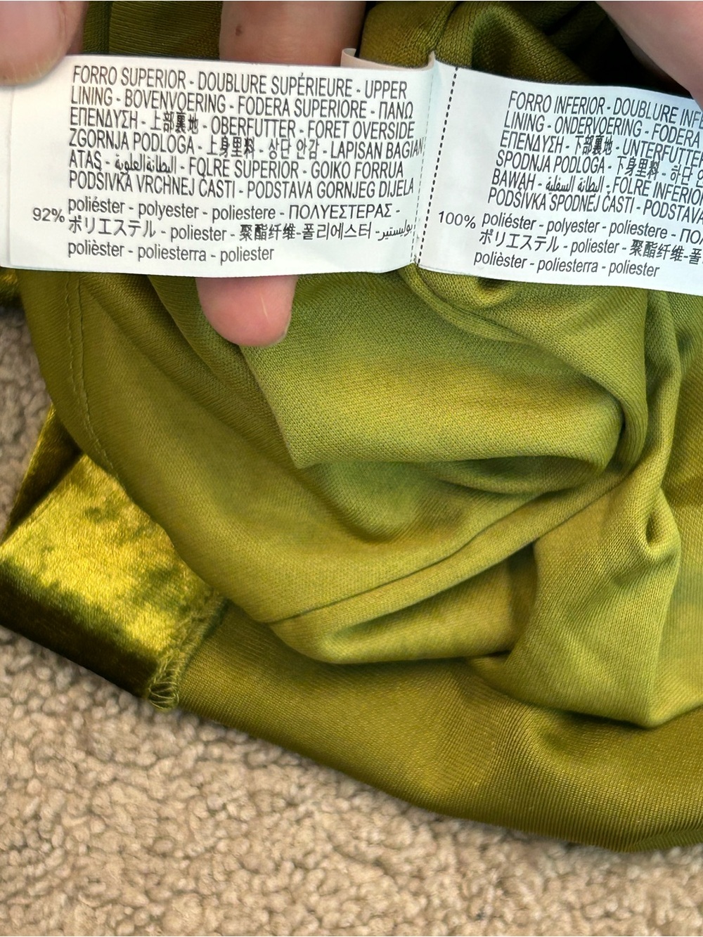 ZARA Olive Green Crushed Velvet Ruched Midi Dress Scarf Neck Size L NWT - Picture 14 of 16